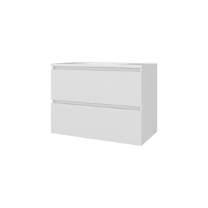 White Smoot Floating <b>Bathroom</b> <b>Vanity</b> with Two Drawers and Sink - Product Image 2