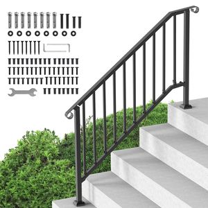 Kit Corrimano a 5 Gradini in Acciaio al Carbonio per Scale, Corrimano Transizionale per Interni ed Esterni, Facile Installazione - Product Image 1