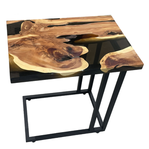 โต๊ะกาแฟอีพอกซีเรซินไม้ธรรมชาติดีไซน์แบบดั้งเดิมโต๊ะข้างเตียงญี่ปุ่น - Product Image 3