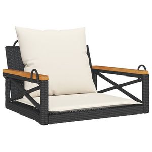 Panca a dondolo in polyrattan nero da 63x62x40 cm con cuscini per patio - Product Image 2