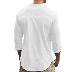 Chemise pour homme printemps-été, coupe slim, décontractée, style hawaïen, couleur unie, style basique, respirante, hauts polyvalents pour homme - Product Image 6