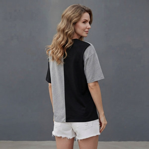 T-shirts pour femmes personnalisés, style urbain, en polyester/coton écologique respirant, vintage, bicolores, pour l'été - Product Image 4