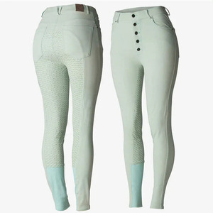 Leggings de yoga taille haute pleine longueur avec fermeture boutonnée, couleur unie, en Spandex et Nylon, extensibles dans les quatre sens - Product Image 5