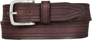 Genuine Leather Men's Casual Belt Silver Buckle Custom Length Vintage Stitch Durable <b>Brown</b> <b>Tan</b> Adjustable - Product Image 6