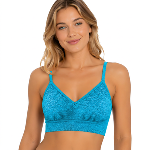 Women V-Neck Sports Bra Medium Support Breathable Yoga <b>Top</b> Solid <b>Purple</b> - Product Image 6
