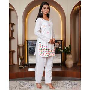 มิชตี้ชุดคุร์ตาผ้าฝ้ายสีขาวลำลองสำหรับผู้หญิง ระบายอากาศได้ดี แขนยาว ไซส์ XS สำหรับฤดูใบไม้ผลิ/ฤดูร้อน - Product Image 5