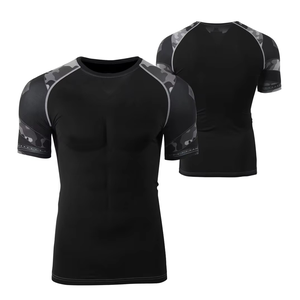 Running Hot Sale Polyester Running <b>Compression</b> <b>Shirts</b> for Men Half Sleeve Youth MMA Rashguard For Training - Product Image 1