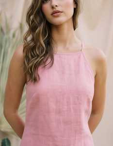 Women Linen Maxi Dress Backless Criss Cross Strap <b>Tie</b> <b>Back</b> A-Line Summer Dress Sleeveless Casual Beach Dress - Product Image 2