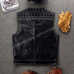 Mens Genuine Leather Motorcycle <b>Vest</b> For Men <b>Black</b> Diamond Stitched Concealed Carry Biker <b>Vest</b> Customized Leather Jacket - Product Image 6
