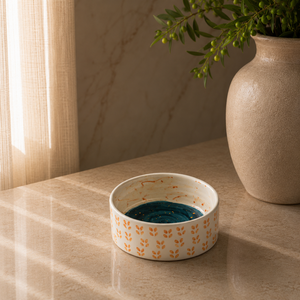 Tazón de Sopa de Cerámica Artesanal con Interior Glaseado en Color Agua, Diseño Botánico y Diseño Profundo y Duradero para una Elegante Vajilla - Product Image 5