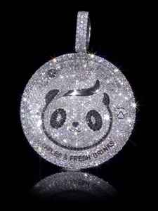 Collier de luxe streetwear avec pendentif pièce en moissanite plaqué or rose en argent sterling, motif panda de dessin animé mignon, style hip-hop glacé - Product Image 3