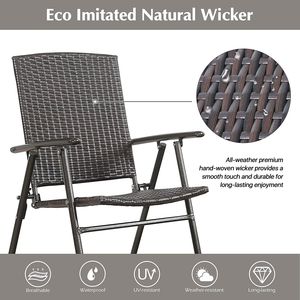 Set of 4 Portable Folding Patio <b>Wicker</b> Bar <b>Chairs</b> Outdoor Rattan Dining <b>Chair</b> for Garden Porch Yard <b>Indoor</b> Use - Product Image 5