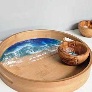 Bandeja Redonda de Madera con Resina Epoxi para Joyas, Anillos, Llaves y Organizador de Baño de G:E - Product Image 3