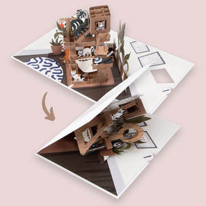 Carte de vœux 3D pop-up Arbre à chat avec scène complexe de chats grimpant pour les amoureux des chats et les défenseurs de la protection animale, carte cadeau d'anniversaire - Product Image 5