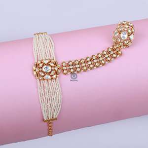 Sunaina Bridal Polki Designer Gold Plated Ethnic Fine Jewelry Hathphool Set - Product Image 3