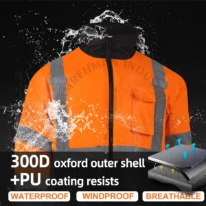 Windproof Reflective Safety Bomber Jacket Set Reflective Safety Clothing in Cotton Blends Jacket Workwear Softshell - Product Image 6