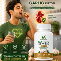 Capsules de Gélules Molles d'Ail Naturel avec Extrait d'Huile d'Ail Haute Concentration pour la Santé Cardiaque, le Soutien du Cholestérol et le Renforcement de l'Immunité