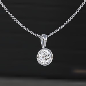 <b>Solid</b> <b>Gold</b> Certified Round Lab-grown Diamond <b>Pendant</b>, Round Cut Moissanite <b>Pendant</b>, <b>Pendant</b> For Gift, Solitaire Women's <b>Pendant</b> - Product Image 5