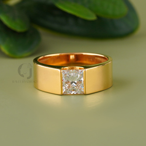 Princess Cut Lab Grown Diamond <b>Ring</b> 2.05 CT VVS VS DEF Clarity 14K White Gold Bezel <b>Set</b> Modern Unisex Engagement <b>Ring</b> <b>Silver</b> - Product Image 1