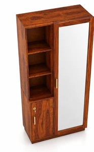Solid Wood Tall Dressing <b>Table</b> with Full Length <b>Mirror</b> | Lockable <b>Vanity</b> Cabinet with Shelves | Wholesale Bedroom Furniture - Product Image 4