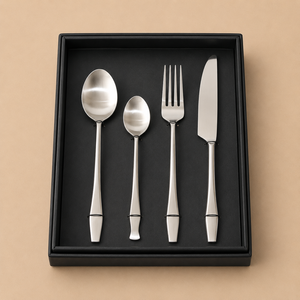 Classic Stainless Steel Salad Set With Spoon Fork Knife And Teaspoon In Black <b>Box</b> - Product Image 6