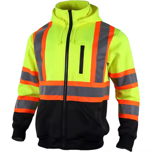 High Visibility Hoodie Reflective Safety Hoodie Hi Vis Sweatshirt Durable Workwear Jacket Zipper Hoodie Industrial Clothing - Product Image 3