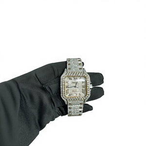 Reloj de Pulsera de Cuarzo para Hombre, Moderno y Lujoso, de Acero Inoxidable, con Esfera Romana, Cristal con Incrustaciones de Diamantes y Luminoso - Product Image 1