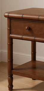 Mesita de noche moderna de estilo vintage para el hogar, con 3 cajones, tapa de madera de mango, color natural, mesitas de noche de madera para hotel - Product Image 5