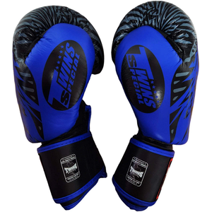 Guantes de Boxeo Twins Muaythai Azul y Negro con Estampado Digital, Cuero Vacuno Auténtico, Ligeros, Dedos Completos - Product Image 2