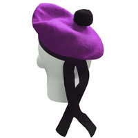 Chapeau écossais Glengarry violet uni vibrant personnalisé en usine, bonnet en laine, casquette des Highlands, casquette de pipaïre, casquette de kilt 2026
