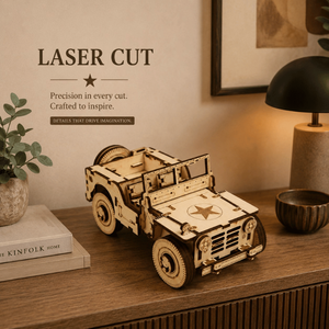 <b>DIY</b> Military Jeep Laser Cut Wooden Model <b>Kit</b> Premium 3D Puzzle Assembly Toy for Collectors Hobbyists Kids and Home Display Decor - Product Image 3