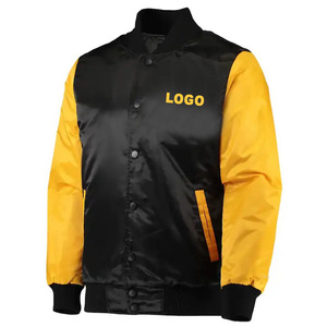 Custom Satin Windproof Varsity Bomber <b>Jacket</b> <b>Men's</b> Navy Silver Baseball Front Logo Embossed Printing Casual High Street Autumn - Product Image 3