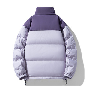 Veste matelassée color block pour homme, col montant, fermeture éclair, manteau d'hiver épais, coupe ample, coupe-vent, vêtement d'extérieur décontracté - Product Image 2