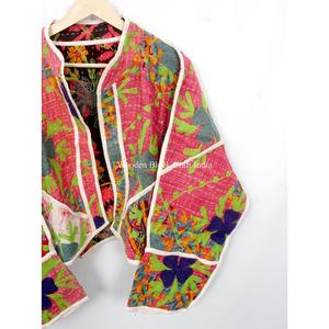 Beautiful Handmade 100% Cotton Kantha <b>Jacket</b> <b>Mandarin</b> <b>Collar</b> Full Sleeves Breathable Eco-Friendly All Season Fashionable Design - Product Image 2