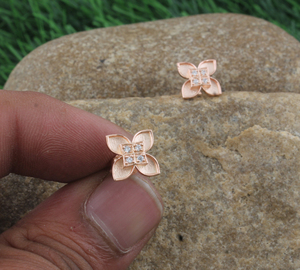 Wholesale 18K Rose Gold Plated Cubic Zirconia <b>Stud</b> Earrings for Women AAA CZ Diamond Brilliant Cut Sparkly Bridal Earring Jewelr - Product Image 2