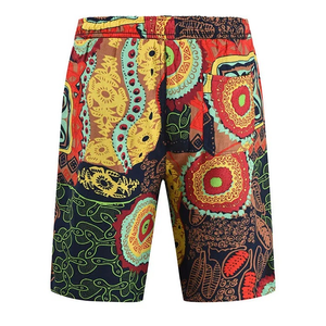 Shorts de bain imprimés colorés pour hommes, à cordon de serrage, séchage rapide, décontractés, taille mi-haute, en tissu polyester - Product Image 3