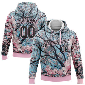 Sweat-shirt à capuche en polaire à imprimé floral personnalisé, unisexe, respirant, séchage rapide, poche, nom de l'équipe brodé, numéro 37 sur le devant, 64 au dos - Product Image 6