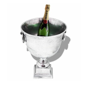 Enfriador de vino de aluminio fundido con acabado plateado, cubitera para champán con asa para bar y fiestas, enfriadores de cerveza - Product Image 6