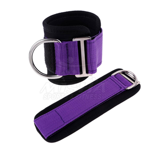 สายรัดข้อเท้าแบบวงแหวนคู่ ทำจากนีโอพรีน ระบายอากาศได้ พับเก็บได้ พกพาสะดวก ทนทาน ใช้สำหรับยกน้ำหนักบริเวณต้นขาและขา พร้อมแผ่นรองรับสายเคเบิลสำหรับการฝึกซ้อม - Product Image 1