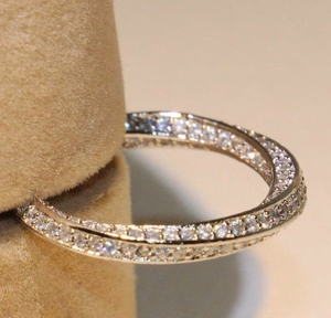 Moissanite <b>Eternity</b> Wedding Band <b>Ring</b> for Women Full Pave Claw Set S925 Sterling <b>Silver</b> Stackable Anniversary <b>Ring</b> - Product Image 6