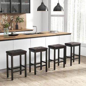 Taburete Alto Ajustable Moderno con Asiento Acolchado, Reposapiés y Estructura de Madera de Caucho para Cocina y Comedor - Product Image 5