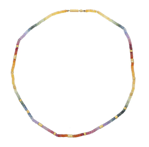 Collar de cuentas coloridas con piedras multicolor y detalles dorados para mujer, accesorio de moda. - Product Image 1