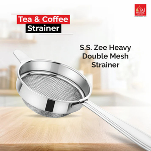 SS Zee Heavy Double Mesh <b>Strainer</b> with Comfortable Handle for Secure Grip and Easy Rest on Pot Rim Eco-Friendly - Product Image 5