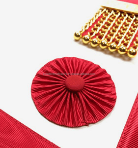 Tablier maçonnique personnalisé résistant à l'eau, brodé en 3D, motif circulaire en tissu rouge et blanc, badges à coudre, vêtement de luxe - Product Image 3