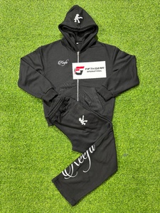 Keega Tracksuit <b>Set</b> Full Zip Hooded Sweatshirt With Side Pockets And <b>Matching</b> Pants Breathable Cotton Casual Wear For Adults - Product Image 1