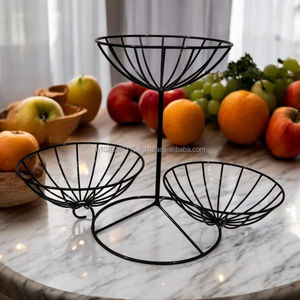 High quality large size metal fruit <b>basket</b> for farmhouse dining decor and versatile fruit or <b>bread</b> storage presentation - Product Image 6
