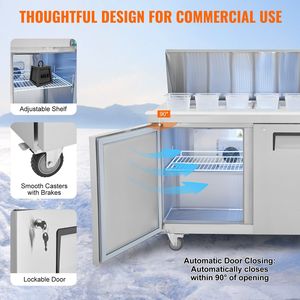 48\" Commercial Stainless Steel Refrigerator Sandwich Salad <b>Prep</b> <b>Table</b> 12.9 Cu. Ft. Commercial <b>Kitchen</b> Refrigeration Equipment - Product Image 6