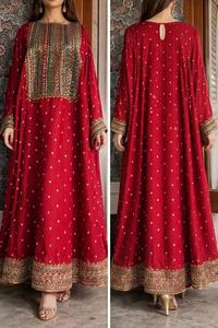 Vestido de Novia Clásico de Gala para Mujer, Maxi Vestido de Seda Tafetán con Cuello Redondo, Cintura Princesa, Ajuste Holgado, Estampado Floral, Lujo Étnico - Product Image 6