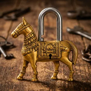 Candado de Latón con Forma de Caballo, Candado Decorativo con Diseño de Animal, Candado de Metal con Estilo Ecuestre Clásico para Decoración del Hogar - Product Image 6