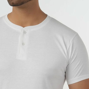 T-shirt vintage streetwear à col boutonné uni, coupe régulière, longueur longue, en coton léger, tissu jersey uni - Product Image 6